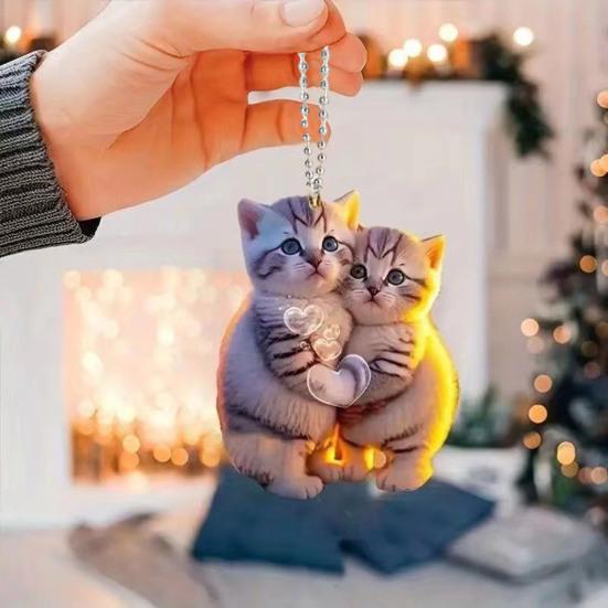 Car Pendant Lightweight Portable Cat Dog Design Hanging Pendant 2D Acrylic Charm Keychain Keys Backpacks Handbags Accessories