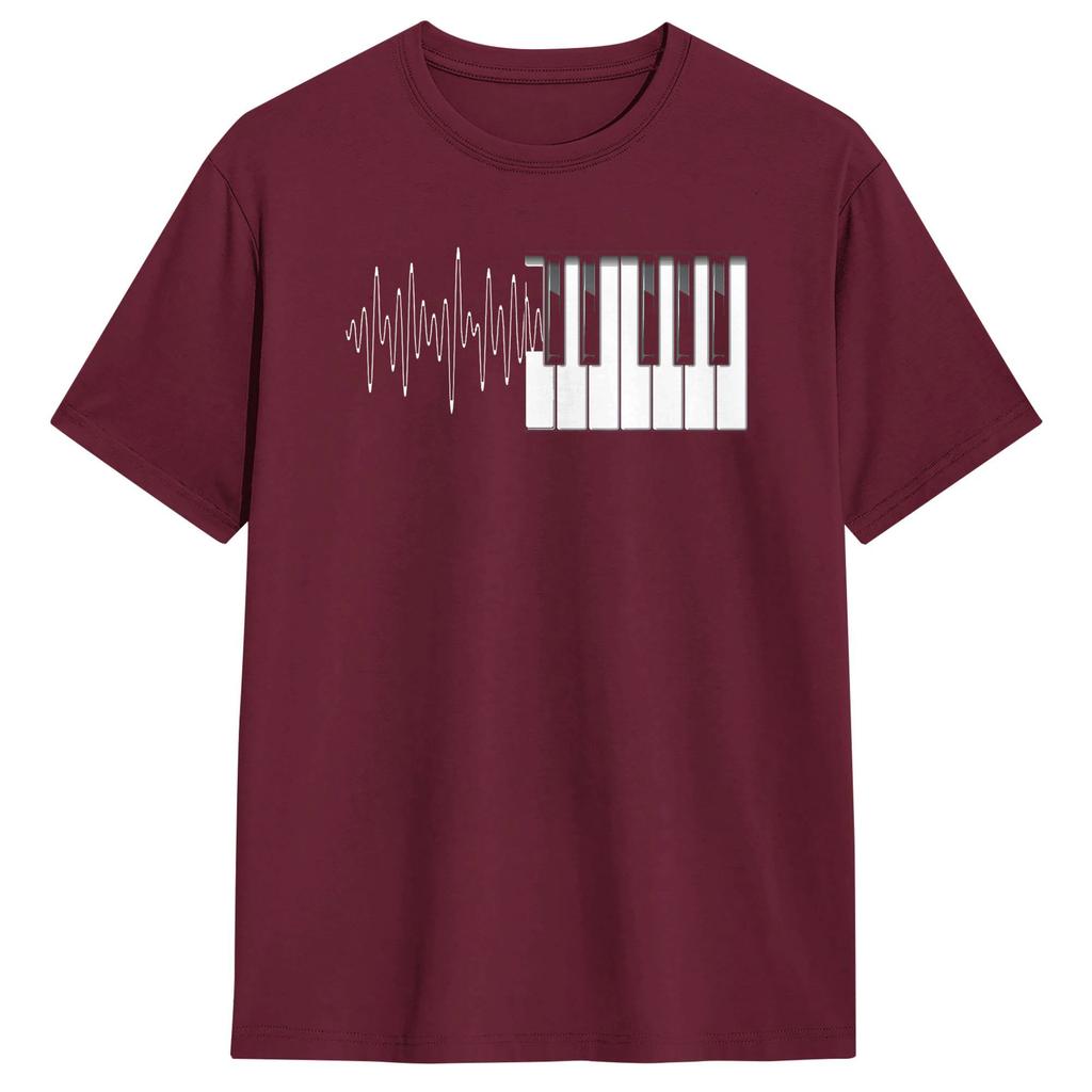Harajuku TShirt Piano Klavier Heartbeat EKG Pianist Flgel Cotton TShirts Novelty Tshirt for Unisex Beach Aesthetic Design Tees