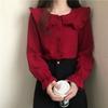 Women's Trendy White Shirt: College-Style Doll Collar, Long Sleeve, Loose Fit for Autumn/Spring