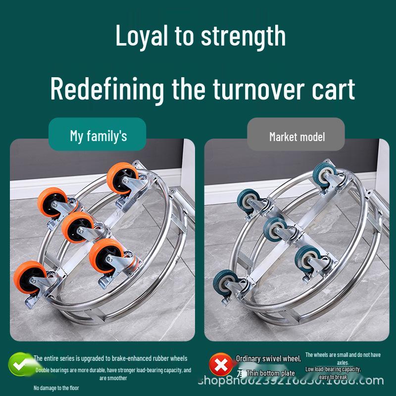 Stainless Steel Mobile Cart with Wheels and Multi-Purpose Rack