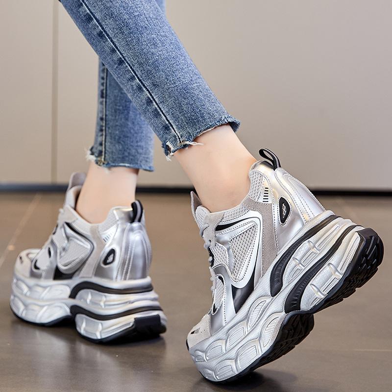 12 neue atmungsaktive Dad-Schuhe Plateau-Mesh Kleine Sportschuhe Lässig A2
