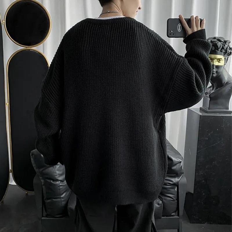 Vinter varm og komfortabel løs genser menns allsidig genser med fortykket bunn