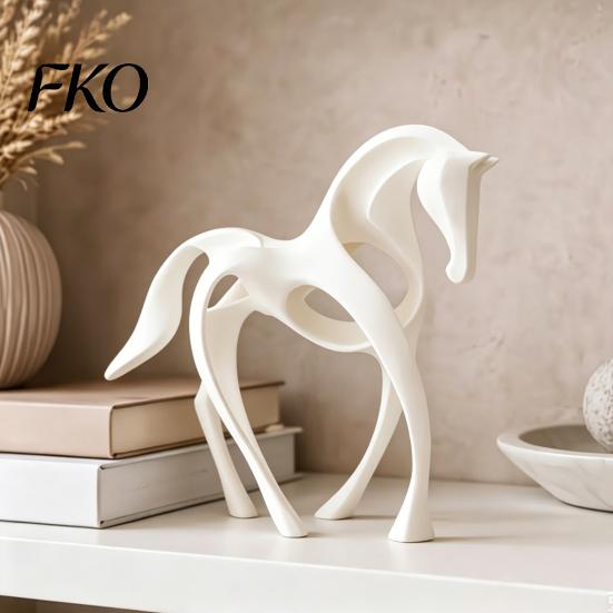 One-Piece 3D Print Ornament Printed Abstract Horse Statue, Minimalist Galloping Stallion Sculpture with Anti-Yellowing Decor Flowing