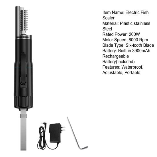 Electric Fish Scaler Rechargeable Waterproof Adjustable Cordless Fish Scale Remover Cleaner Portable Professional Fish Descaler Tools