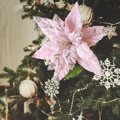 Künstliche Weihnachtssternblume Weihnachtsglitzer Seide Partydeko Feiertagsdekoration Ornament, für