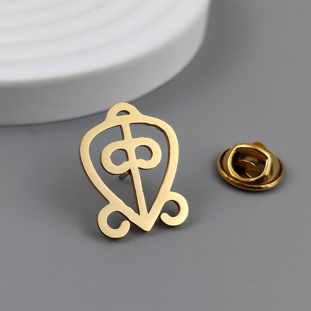 Ancient mythological symbols stainless steel brooch, key of life/swirling goddess/troll cross emblem, classic guardian jewelry.