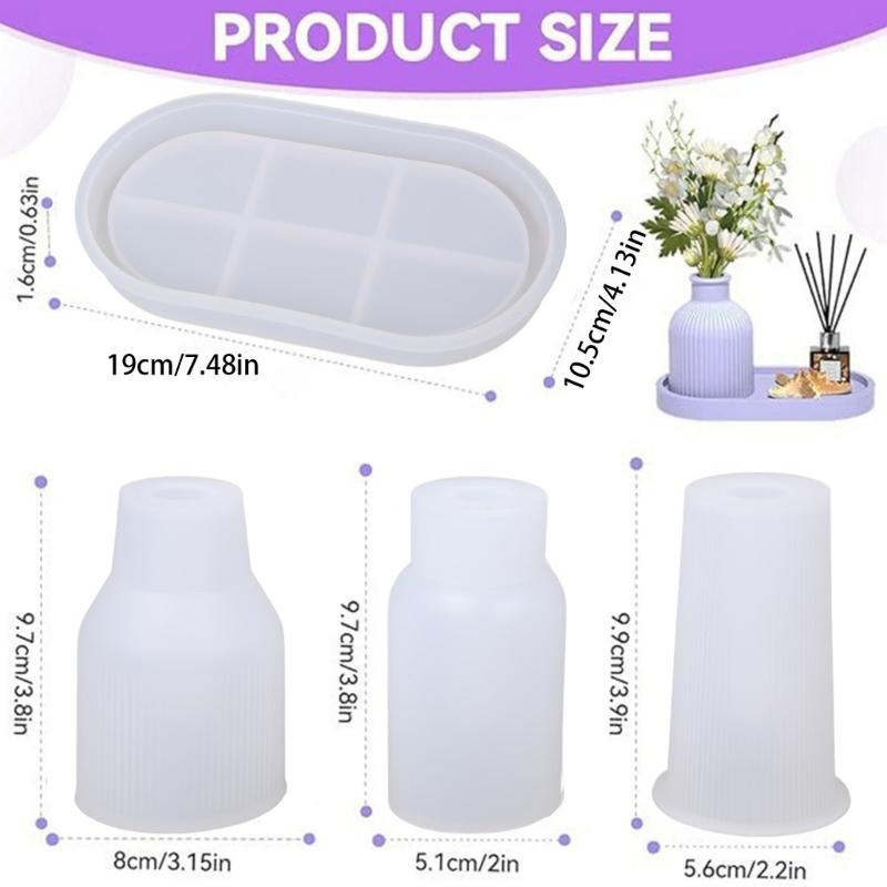 Set of 4 Vase Silicone Moulds Vase Epoxys Moulds Vase Cast Molds Creative Flower Vase Molds for Beautiful Display
