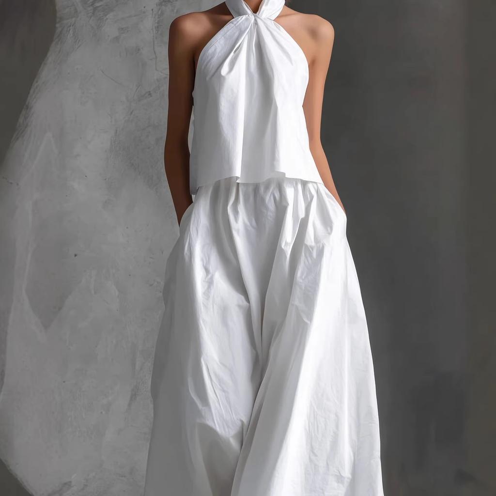 DM033 Cross-border Amazon Foreign Trade 2026 Summer New European and American Women's Clothing Loose Sleeveless Top + Wide-leg Pants