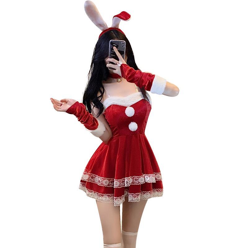 Lingerie Bunny Christmas Dress Sexy Uniform Seduction Passion Dress Small Breasts New Robe Women