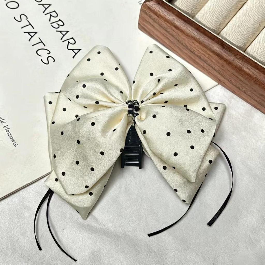 2026 Französischer Polka-Dot-Schleifen-Klammerclip für Damen - Hochwertiges Luxus-Haaraccessoire