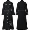 Women's Priest Robe With Stand Collar Roman Cassock Belt Street Style White/black Xs-5xl