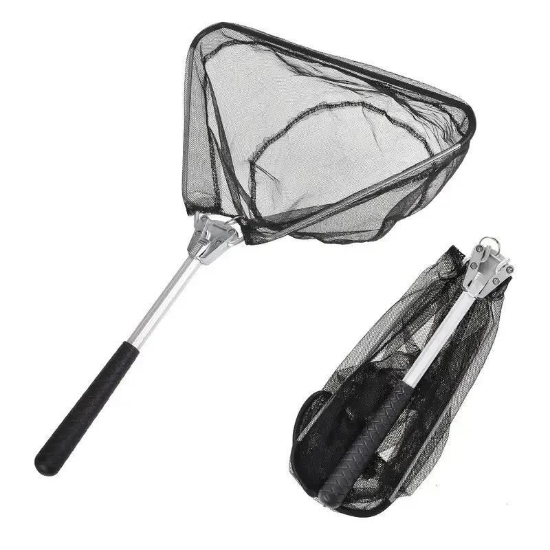 Aluminum Alloy Triangle Mini Folding Fishing Net High Quality And Durable Black Fishing Tools Practical Portable Fishing Nets