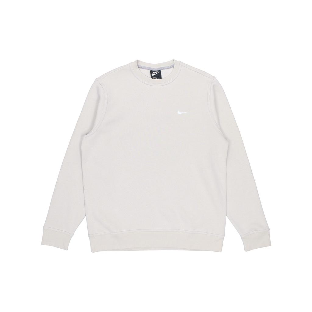 Nike Logo Print Crew Neck Pullover Fleece Sweatshirt Men Tops Light-Grey 916609-072