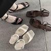 French Retro One-word Buckle Sandals Women's Summer 2025 New Versatile Low-heeled Beautiful Roman Shoes