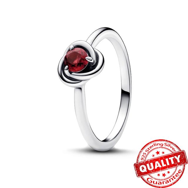 Neu S925 Sterling Silber Fingerring 12 Monat Birthstone Eternity Kreis Ringe Edlen Schmuck Geburtstagsgeschenk