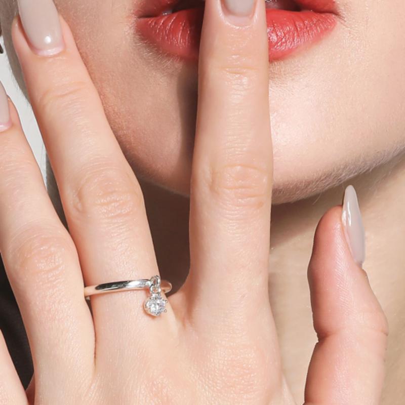 J.Lauren Smooth Cubic Drop Silver Ring R0629