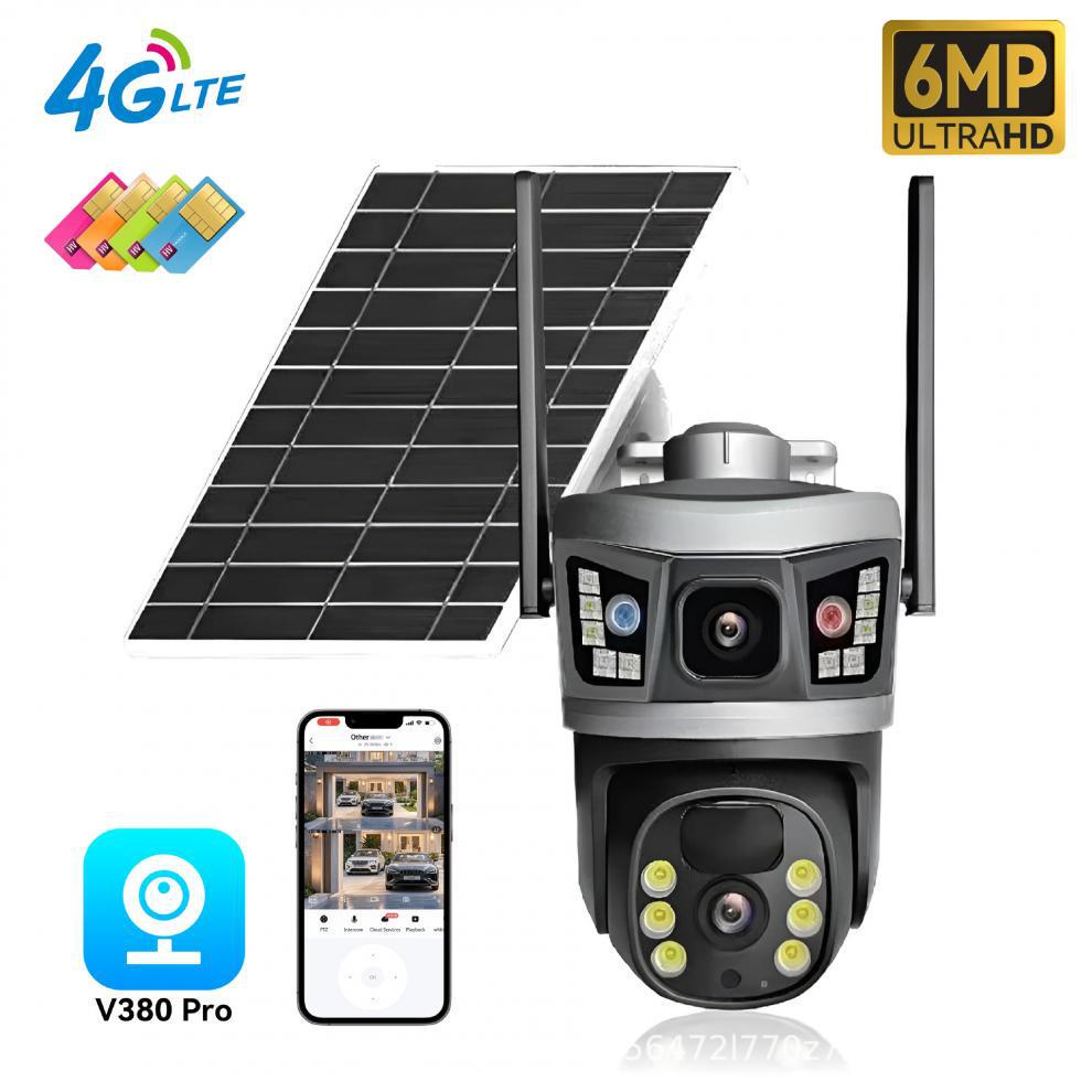 V380 4G Solar-Powered Dual-Lens Outdoor Camera with Dual Screens and No Network Required.