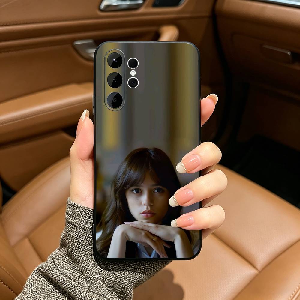 Famous actress-Actress J-Jenna-Ortega Black Soft Silicone Phone Case for Samsung Ultra S25, S24, S21, S22, S23, S30, Plus, Lite