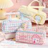 Plaid Stationery Box Double Layer Pen Bag Dopamine Pencil Case Girls
