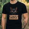 Mens People Hating Cat Motif Cotton T-Shirt Size XS To 5XL-