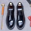 Genuine Leather Lace-Up Derby Shoes for Men - Formal Bright Leather Footwear