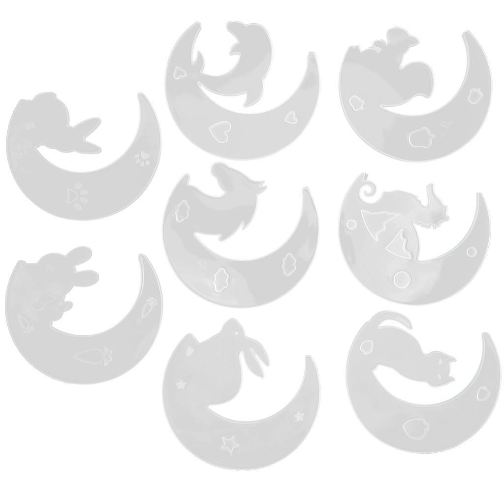 8 Stück Silikon Mondform DIY Basteln Mond Hase Katze Anhänger Silikonform