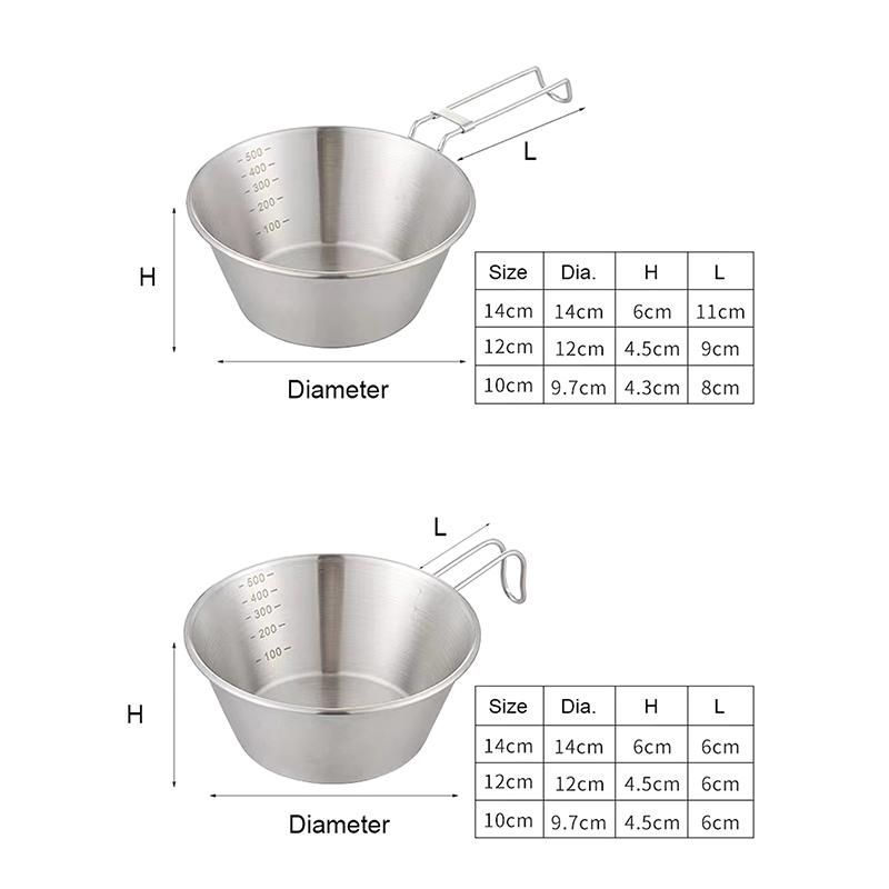 Outdoor Folding Bowl Stainless Steel Camping Bowl Cooking Tableware Hiking Travel Picnic Bowl Utensil