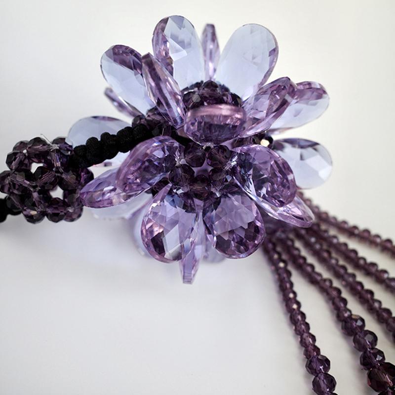 Crystal Sun Flower Tassel Craft Pendant Petals Car Hanging Ornament Auto Rear View Mirror Decor Car Styling Accessories