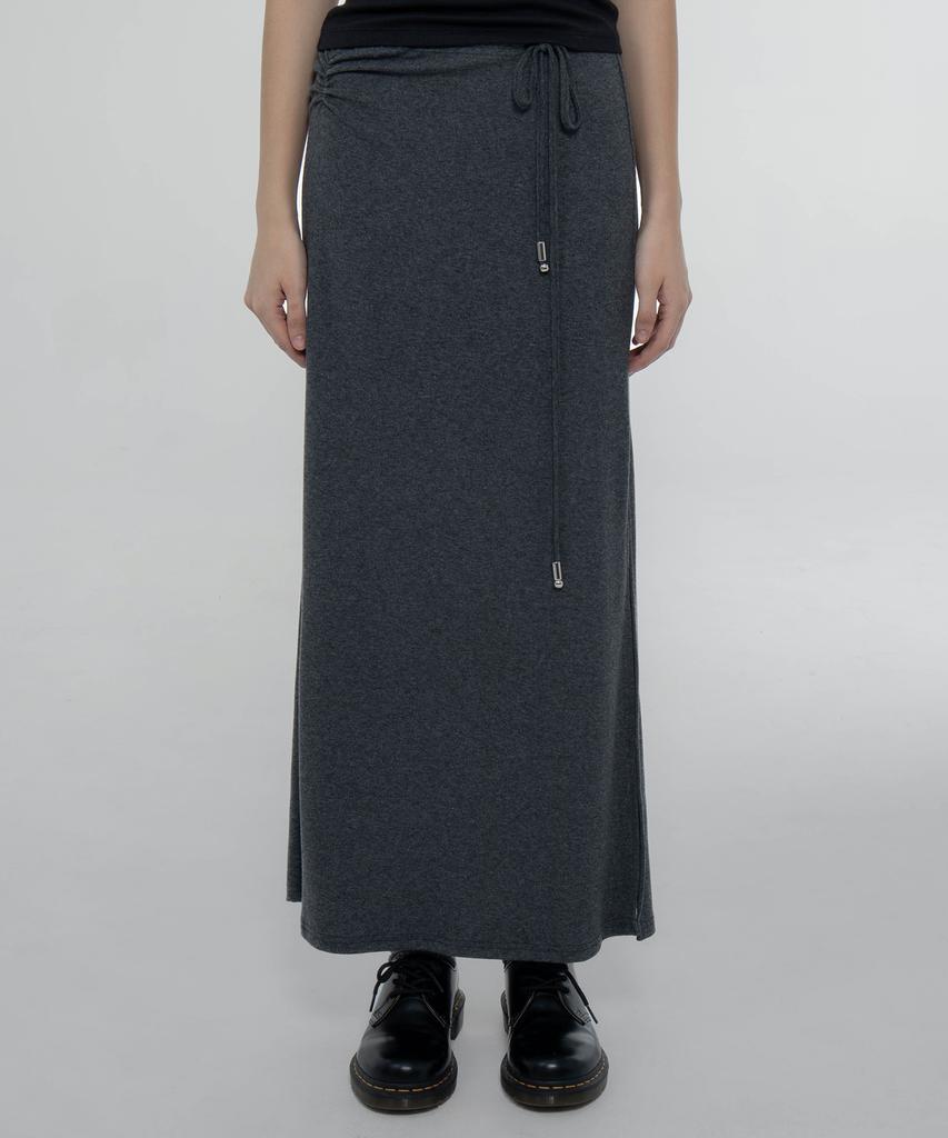 CHICKS Metal Tip Strap Drape Maxi Skirt Black