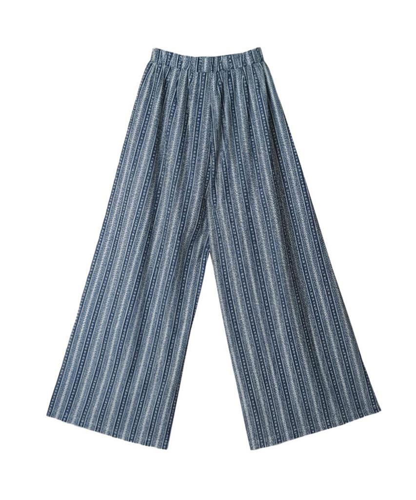 VIKINI VENDER Ethnic Slit Long Pants - Navy