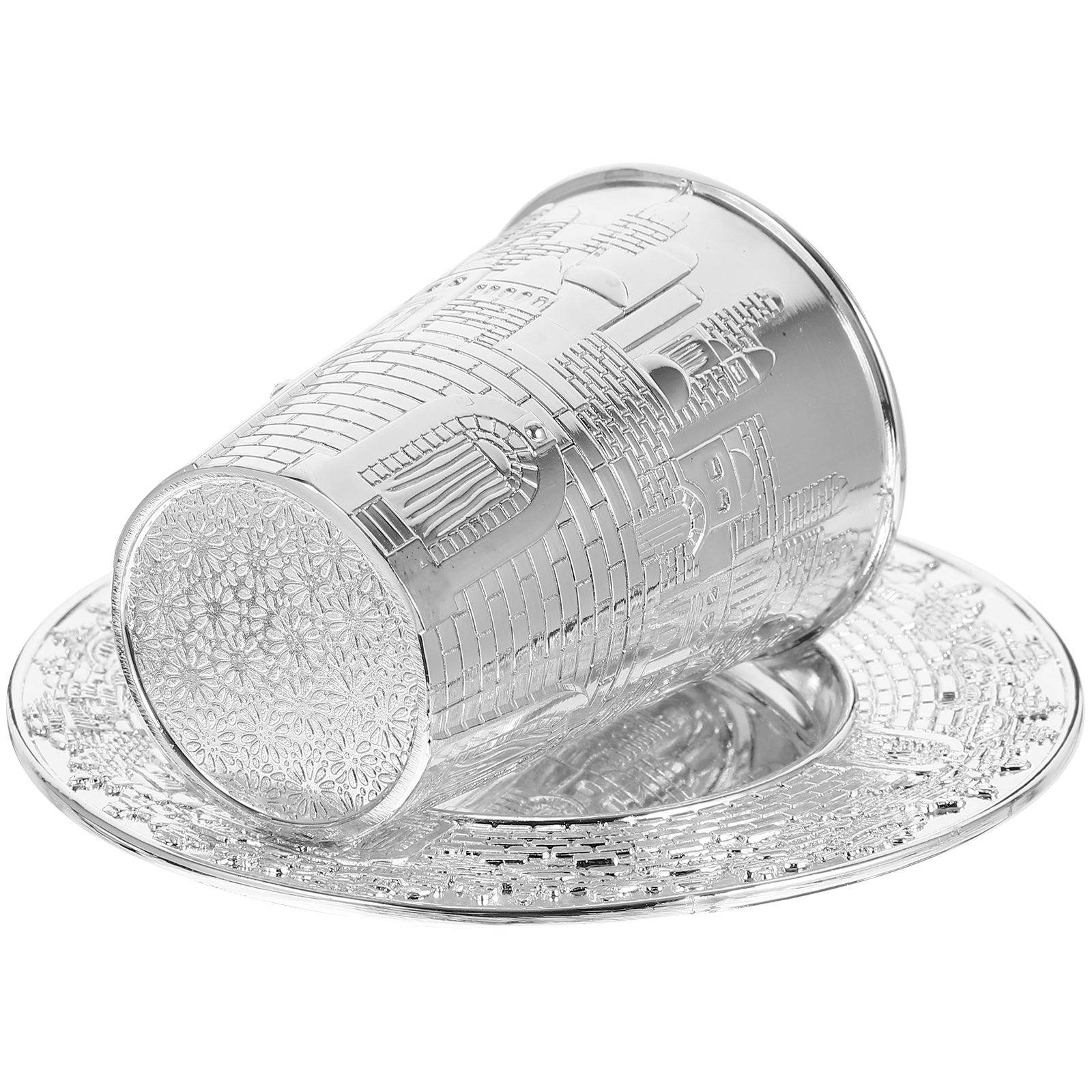 1 Set Glass Tray Set Zinc Alloy Cups Silver Plated Passover Shabbos Judaica Holiday Festival Cup Glassware Glass серебряный