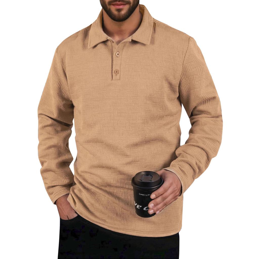Men's Solid Color Sports Button Lapel Long Sleeve Tops Men's Casual Fashion Long Sleeve Tops
