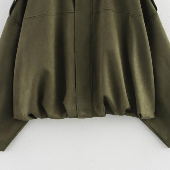 Dámská bunda z umělého semiše Nadměrná Dlouhý rukáv Klopa Pilotní kabát Neformální Zapínání na zip a druky Podzimní Jarní Svrchní oděv