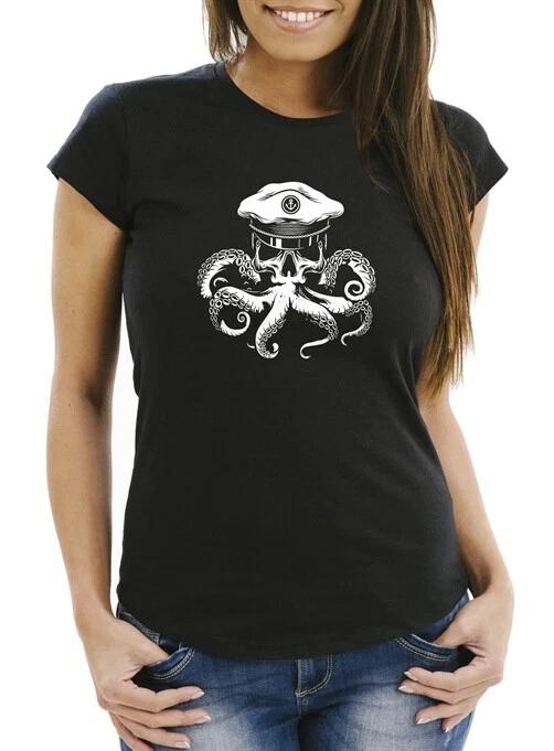 Women s T-Shirt Captain Skull Octopus Captain Skull Octopus Fashion Street Style M