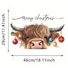 1pc Christmas Highland Cattle Static Cling Window Glass Stickers Waterproof No Residue Living Room Shop Home Decoration