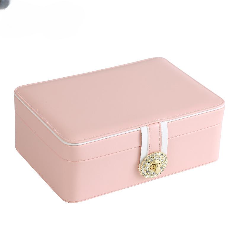 Double Layer Jewelry Box Organizer Large Capacity PU Leather Storage Ring Box Earrings studs Jewelry Display Jewelry Packaging