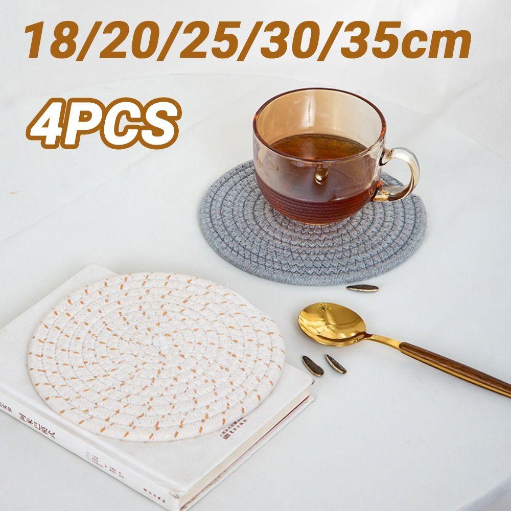 4Pcs Round Shape Trivets for Hot Dishes Large Hot Pads Table Placemats Set  Countertop Protection