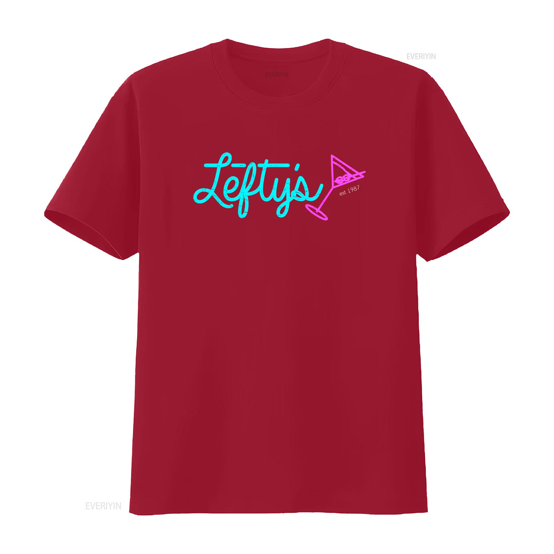 

Leftys Bar T Shirt Logo Leisure Symbol Suit Sign Game Larry Games Gaming 1987 Est vintage Washed Soft streetwear Slightly S
