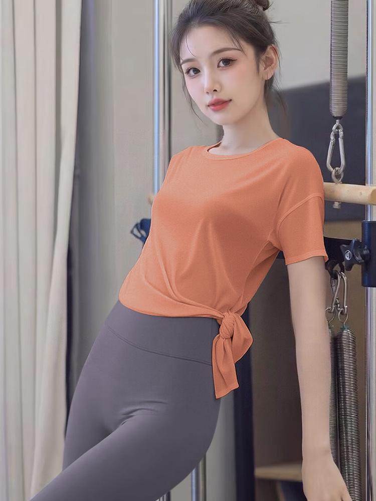 Women s Quick-Dry Mesh Short Sleeve Yoga Cover-Up Set - 2026 Loose Breathable Running & Pilates Fitness Wear S