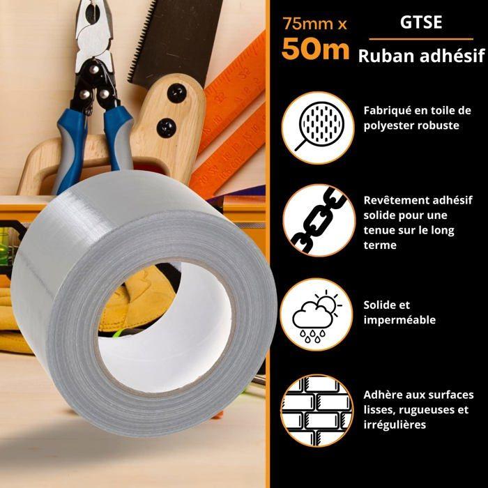 Ruban adhésif - gtse - gtse-duc5075sil - argenté - 75 mm x 50 m - tissu résistant à l'eau