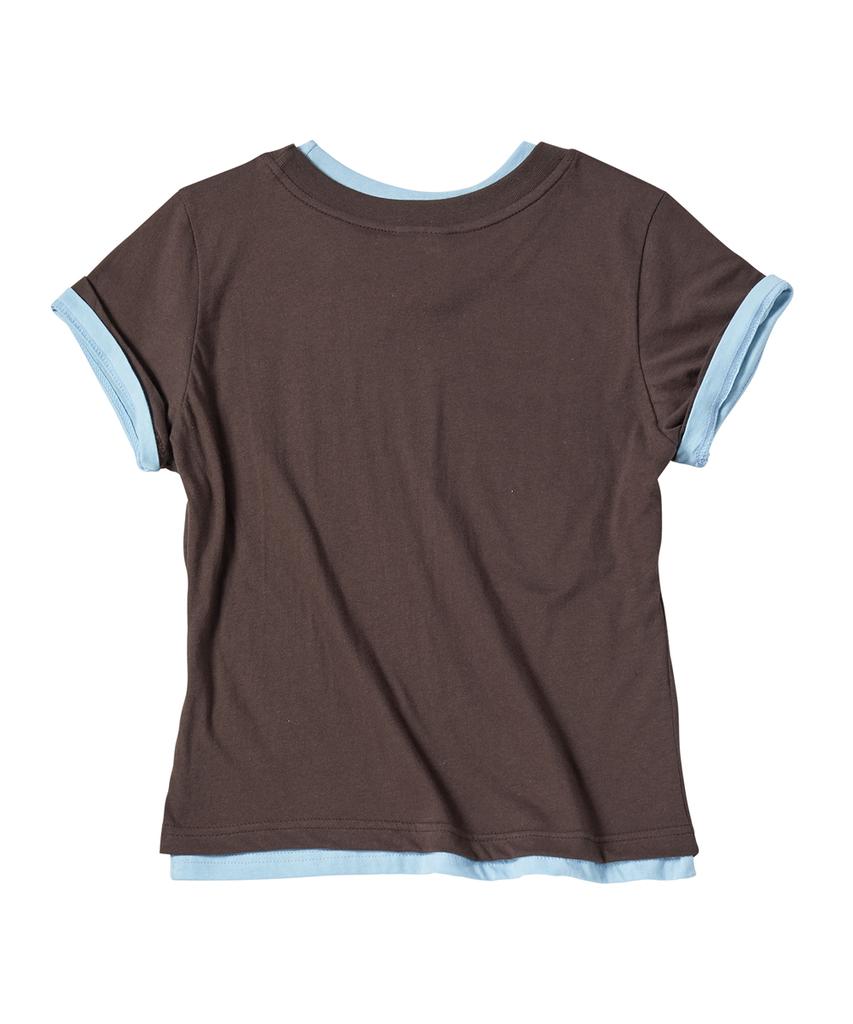 Eontaiteulseoul Untitled Layered Crop Short Sleeve Brown