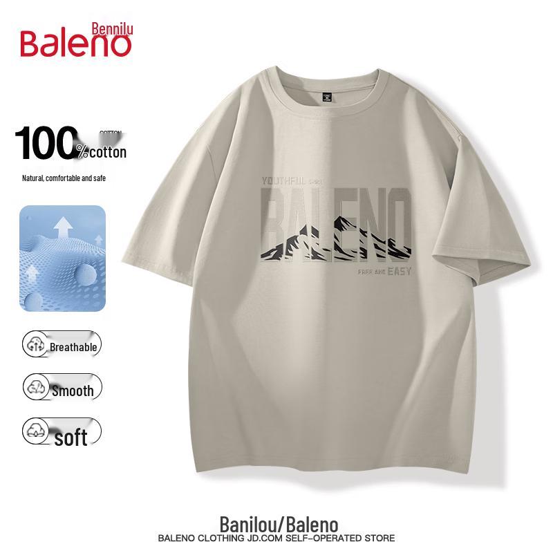 Baleno Men s 2026 Summer Pure Cotton Loose Fit Graphic T-Shirt L