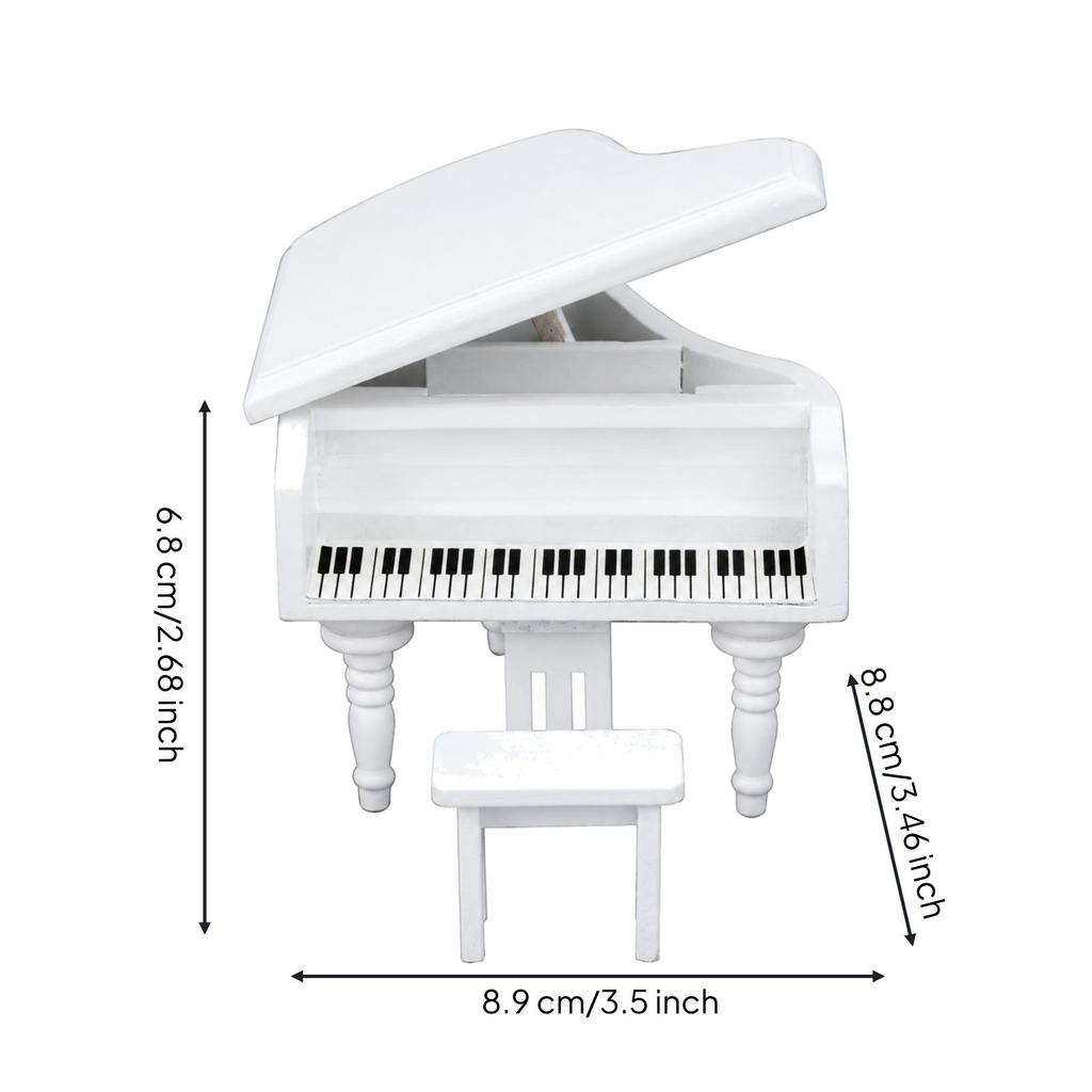 1:12 Scale Grand Piano with Bench Decorative Miniature Model Realistic for Diorama