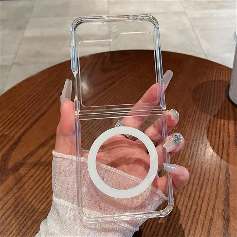 Magnetic Transparent Shockproof Acrylic Case For Samsung Z FLIP 7 Flip 6 Zflip 5 Flip 4 3 5G For Magsafe Wireless Charging Cover