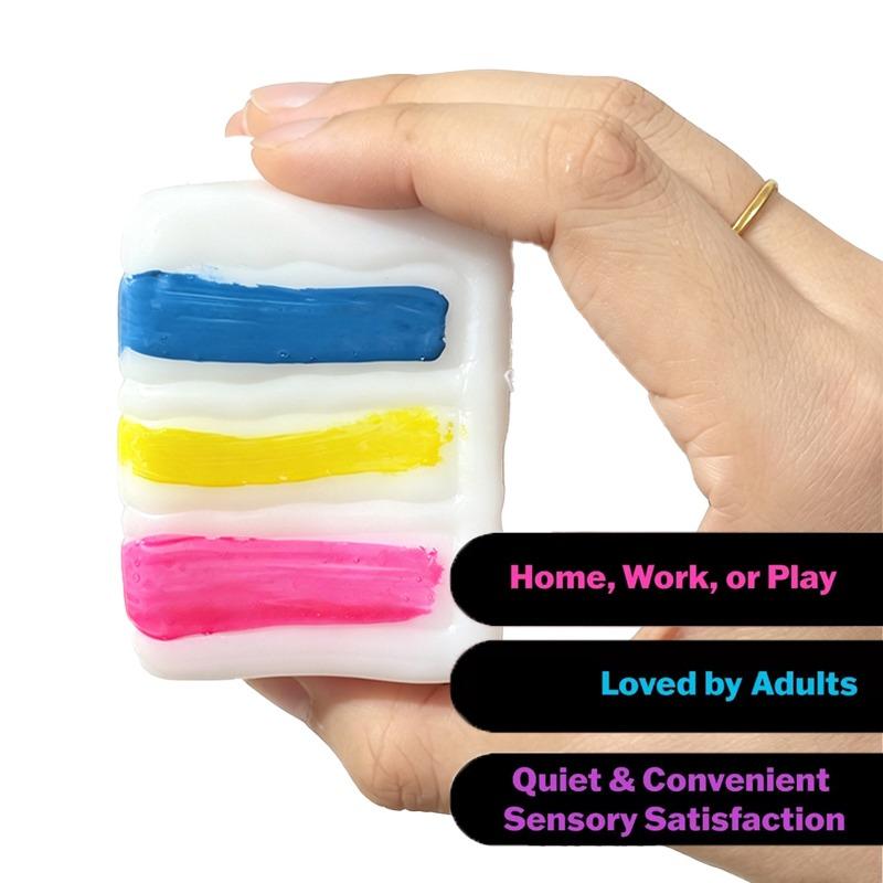 Needoh Multi Layer Rainbow Cake Pizza Slice Food Sensory Toy Non-Toxic Knead Stretch Anxiety Healing Relax Adults Portable Gift