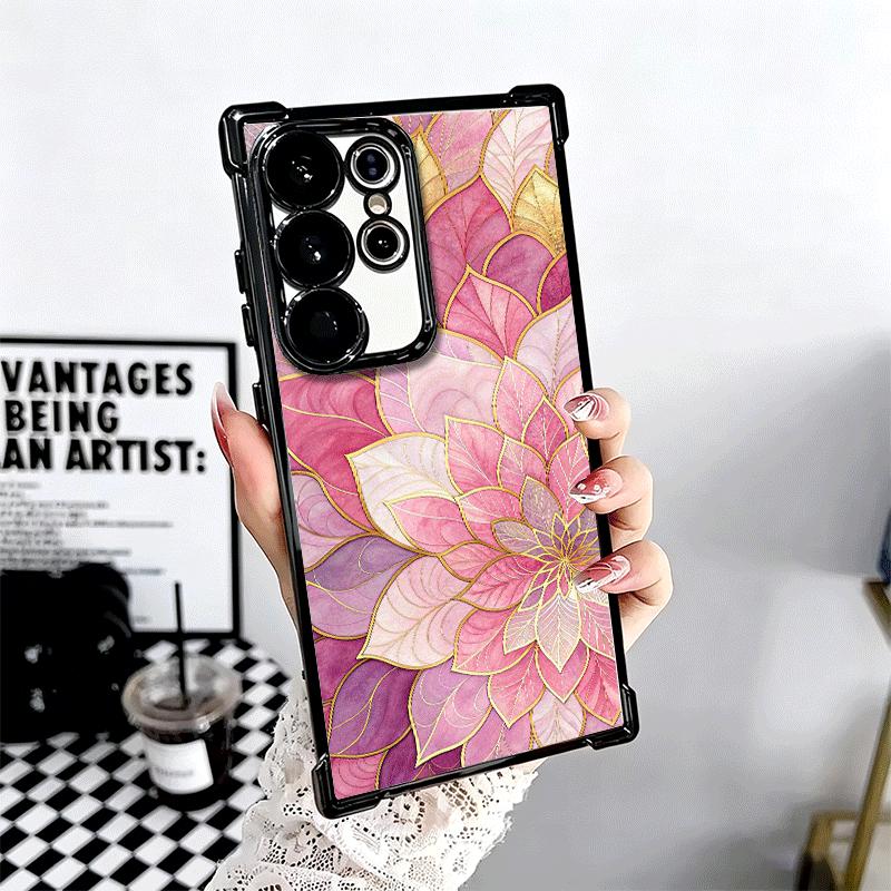 Beautiful Rose Gold Art Plating Phone Case For Samsung Galaxy S24 S25 FE S26 Edge S23 Ultra S22 S21 Plus S20 Anti-Fall Airabag C