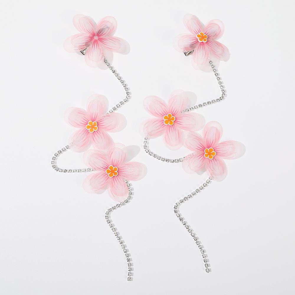 Modische Simulationsblume Strass Lange Kette Haarspangen Stilvolles Haaraccessoire für Damen & Mädchen Perfekt für Alltag/Party