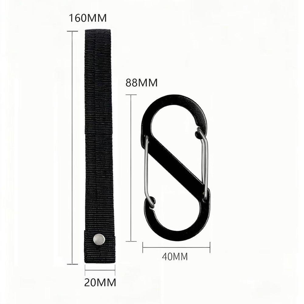 Aluminum Alloy S Hook Carabiner Keychain Set - Size 9, Knitted Strap, Figure-8 Buckle, Waterproof, For Outdoor Backpack
