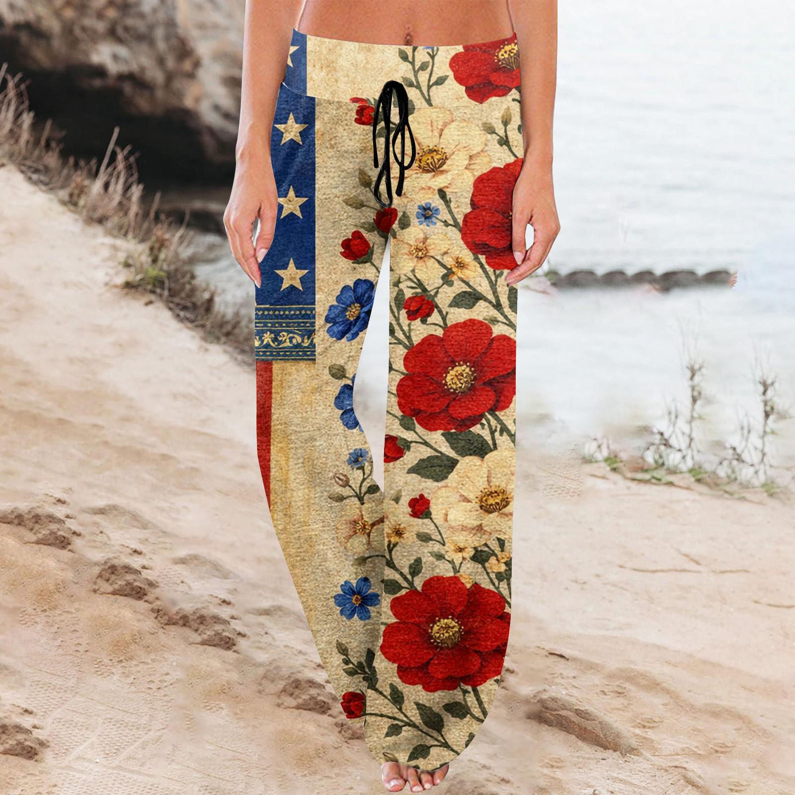 

Женские модные свободные повседневные брюки с принтом и эластичной талией на шнурке XXL бежевый