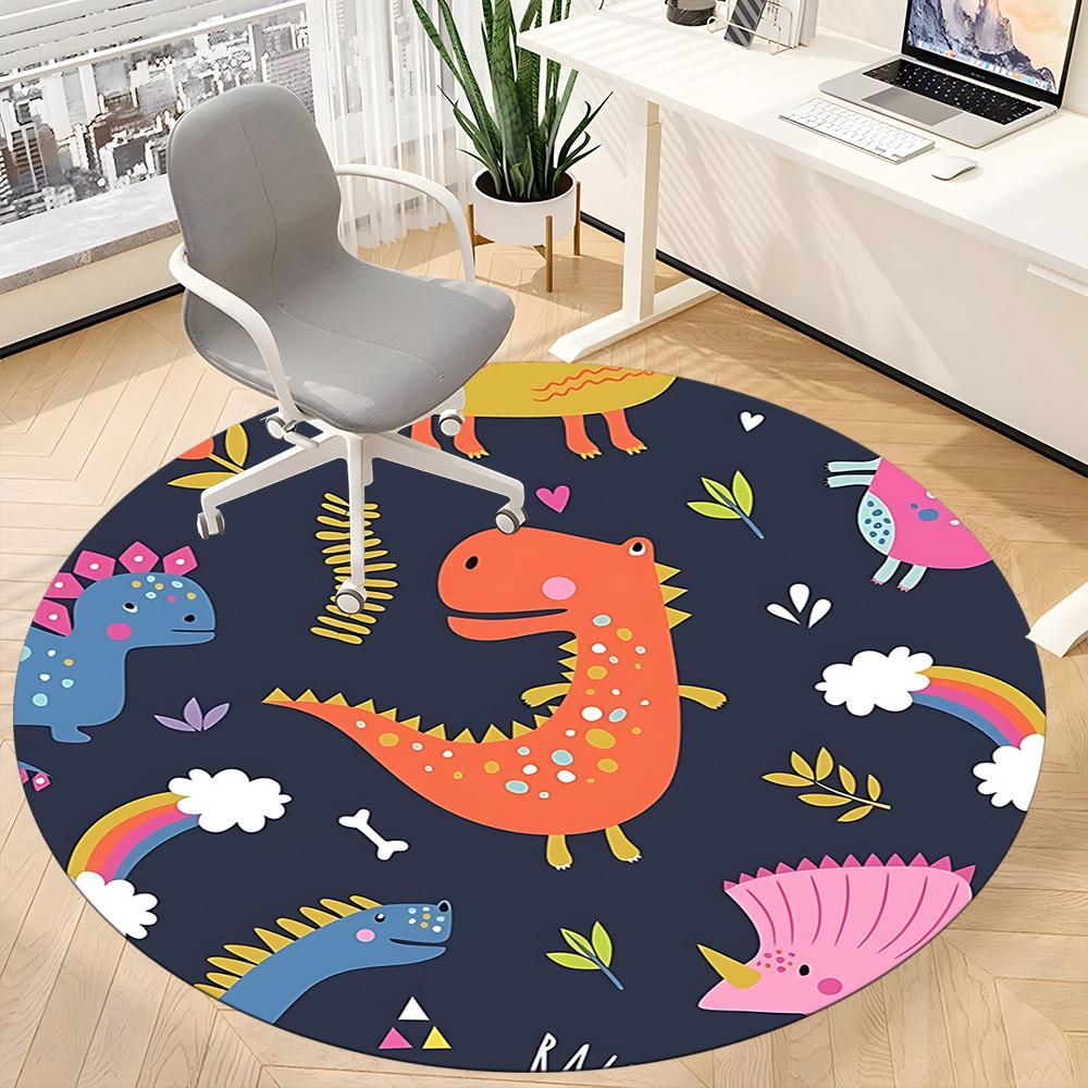 1PC Dinosaur Illustration Chair Carpet for Office, Indoor Non-Slip Washable Carpet, Soft Comfortable Mat For Office Room yy250930271